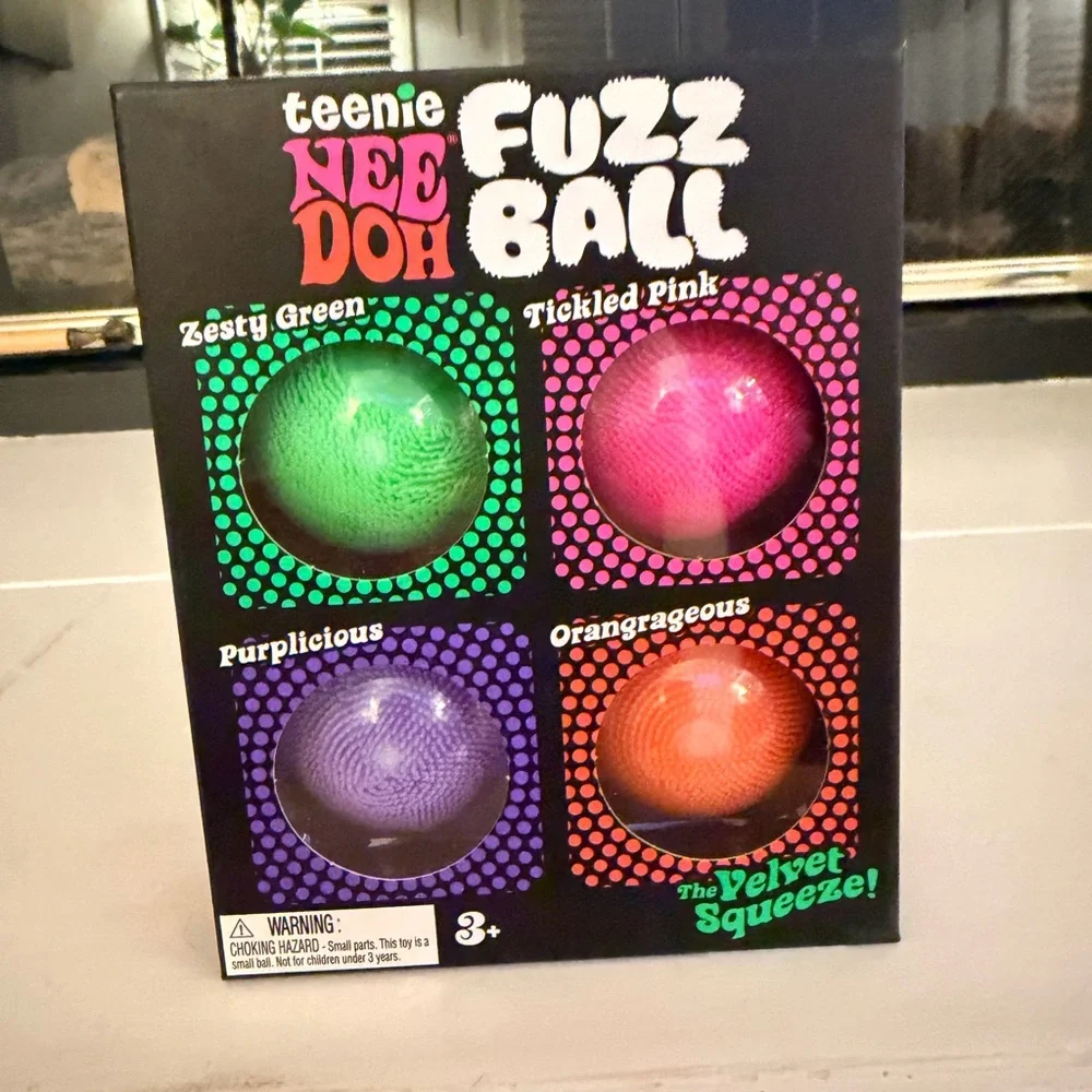 teenie NEE DOH Fuzz Ball Kids Toy Set - Pink, Green, Purple, Orange